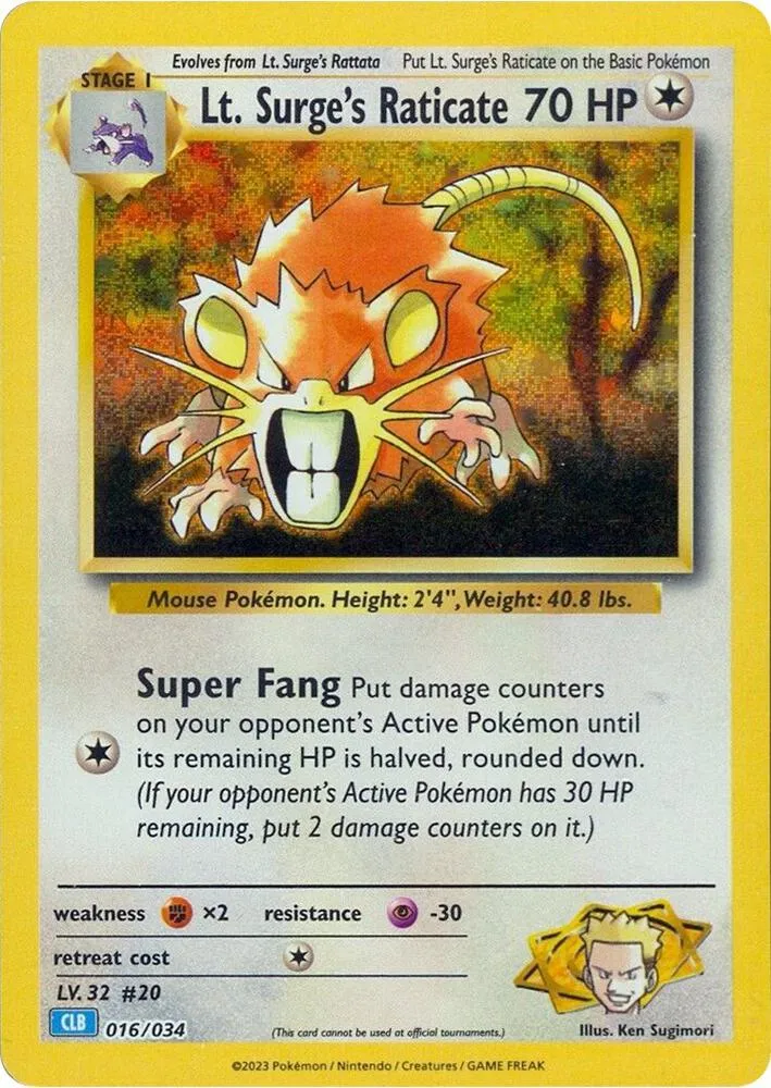 Lt. Surge's Raticate TCG Classic