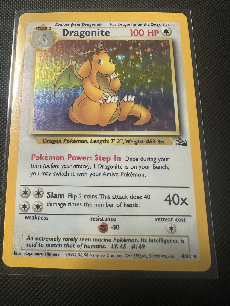Dragonite Unlimited Holofoil LP Fossil English 4