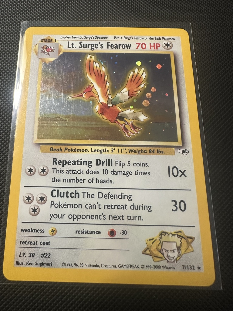Lt. Surge's Fearow Unlimited Holofoil LP Gym Heroes English 7
