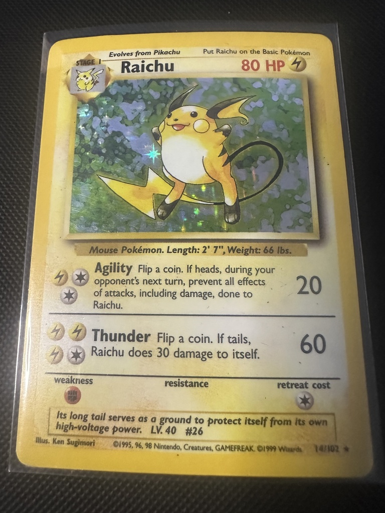 Raichu Unlimited Holofoil MP Base Set Unlimited English 14 |0289587f-38fc-47c5-8bc9-7ef8a7ed4cdf