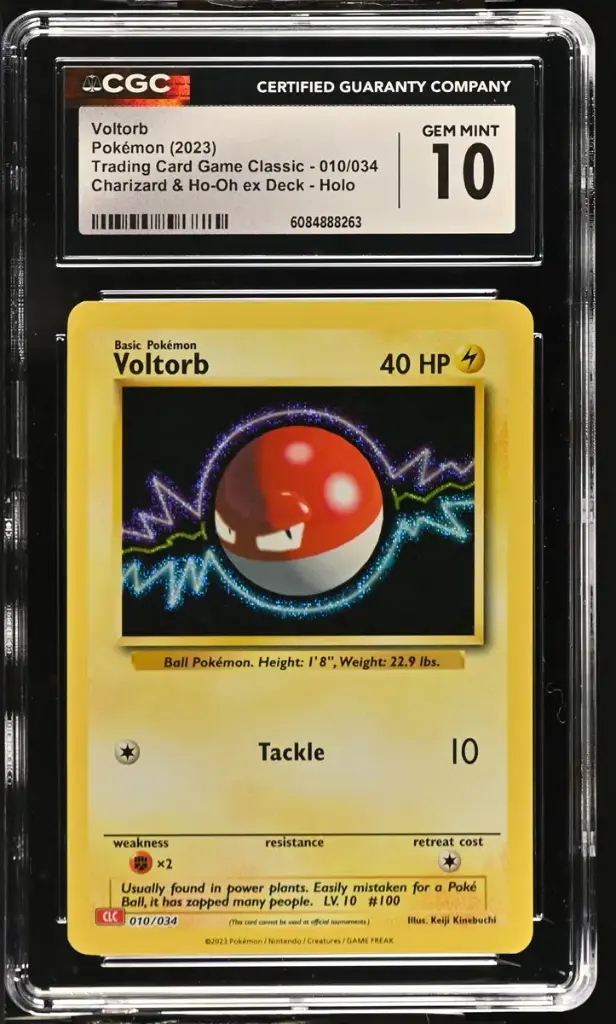 Voltorb Pokémon 2023 English Trading Card Game Classic 010/034 Charizard & Ho-Oh ex Deck - CLC Holo CGC GEM MINT 10