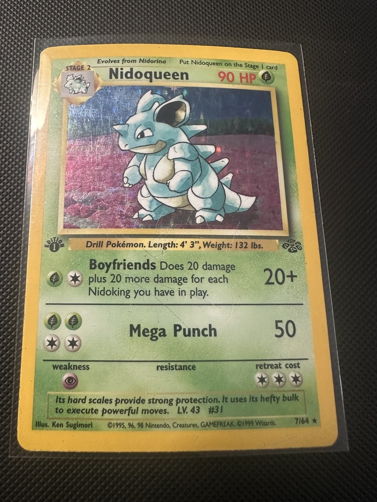 Nidoqueen 1st Edition Holofoil HP Jungle English 7 |96e95c2a-e27c-46b3-a290-b73361c057f7