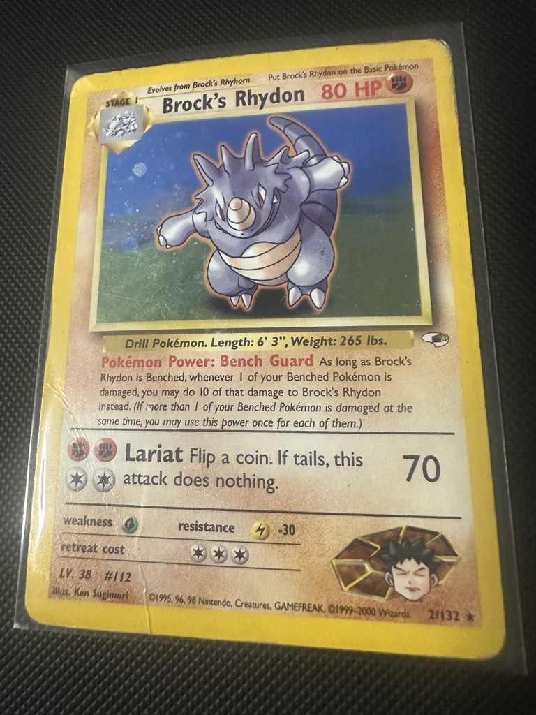 Brock's Rhydon Unlimited Holofoil HP Gym Heroes English 2 |9b2cba1d-e364-4c35-a210-18e9fb3c31fd
