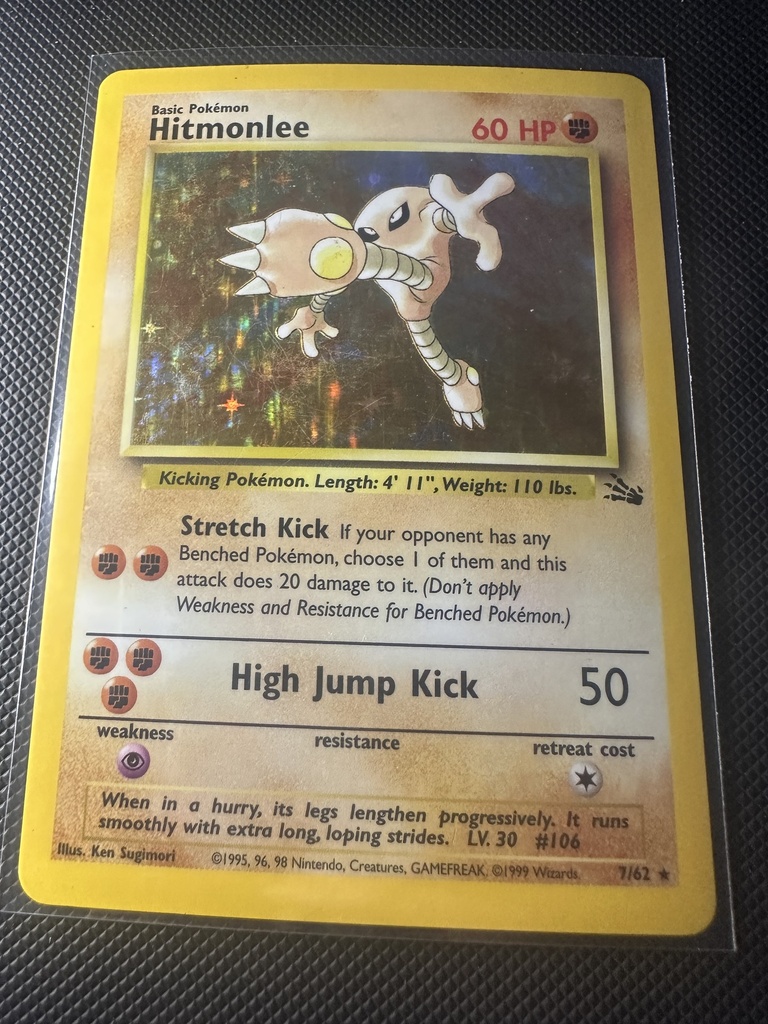 Hitmonlee Unlimited Holofoil Fossil 7